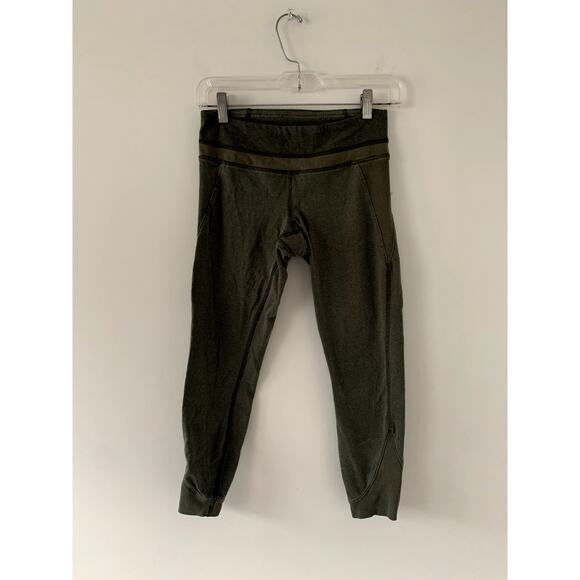Lululemon Cropped Sweatpants Leggings Olive Green Size 4 - Picture 1 of 5